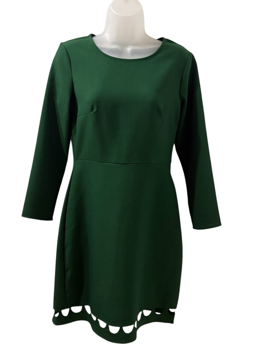 Shoshanna C’est Nous Forest Green Long-Sleeve Fit & Flare Dress
